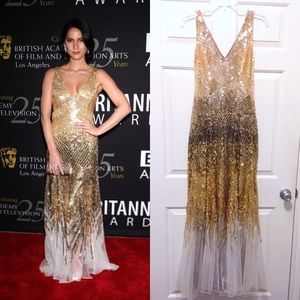 Temperley London Sequins Gold Leaf Maxi Dress